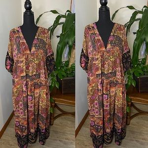 Free People Bali Floral Chiffon Embellished Boho Maxi Dress
